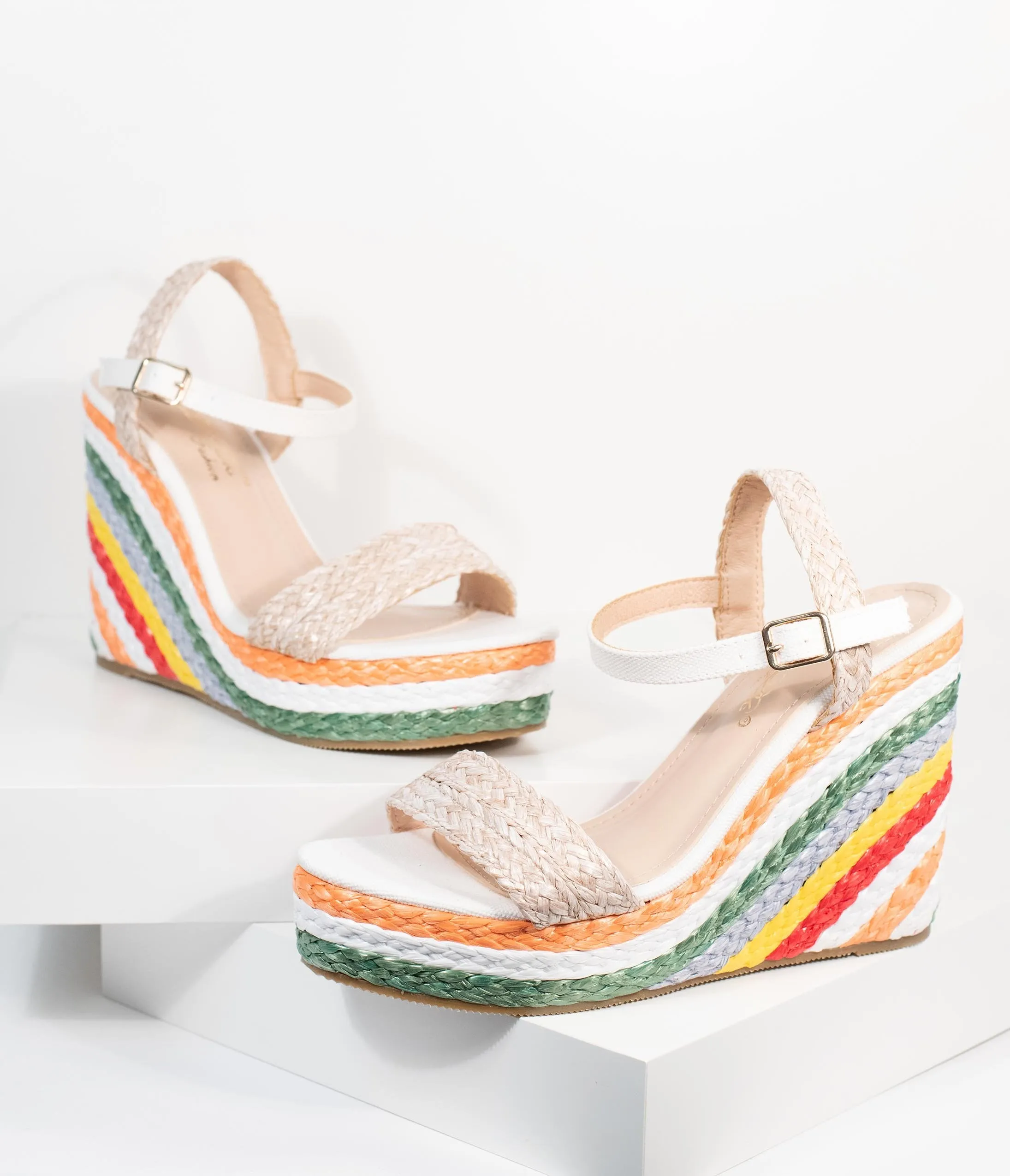 Rainbow Striped Straw Wedges