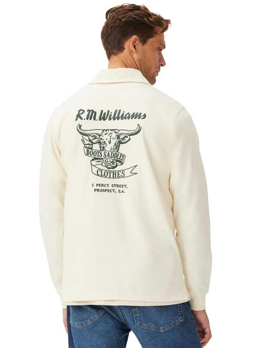 RM WILLIAMS Boots & Saddles 1/4 Zip Rugby Top - Men's - Cream