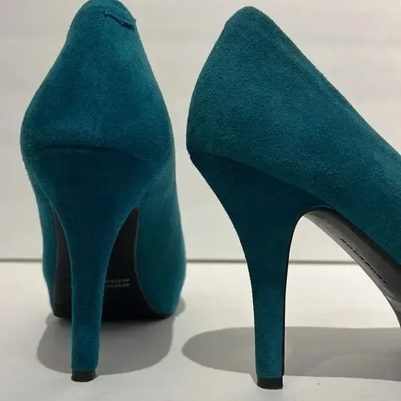 Rockport Teal Suede Peep Toe Platform Heels Size 7