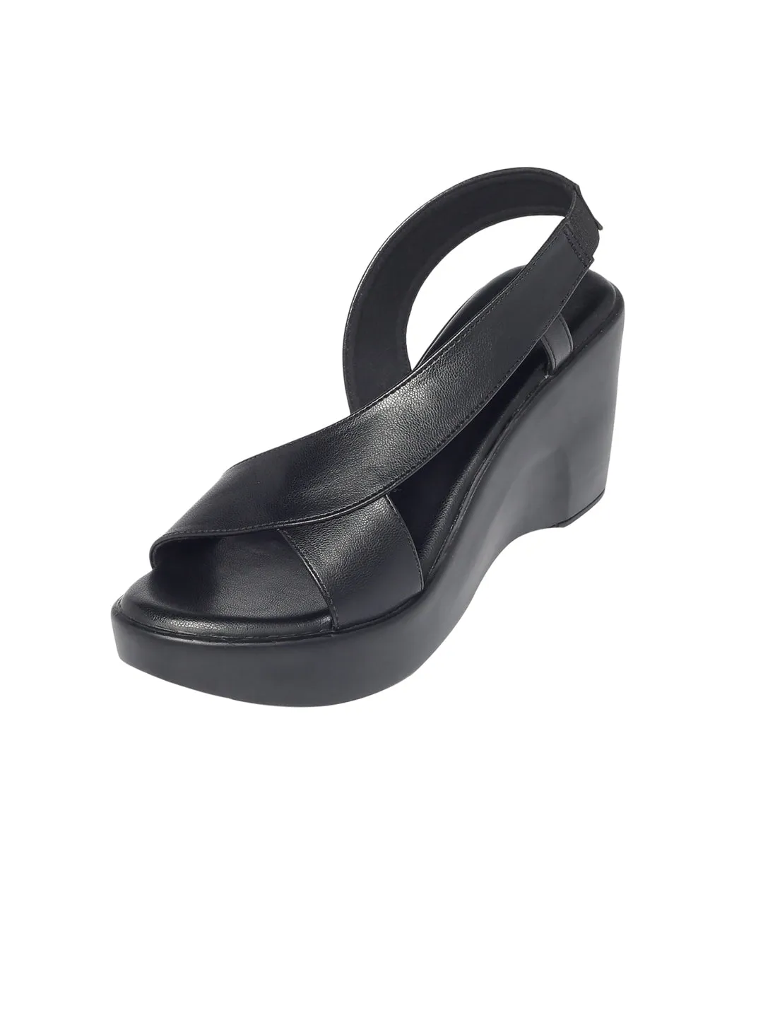 Samaira Black Wedge Heels