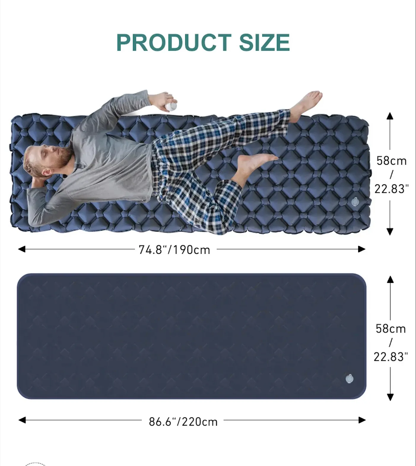 Single Inflatable Camping Mattress Sleeping pad - Blue