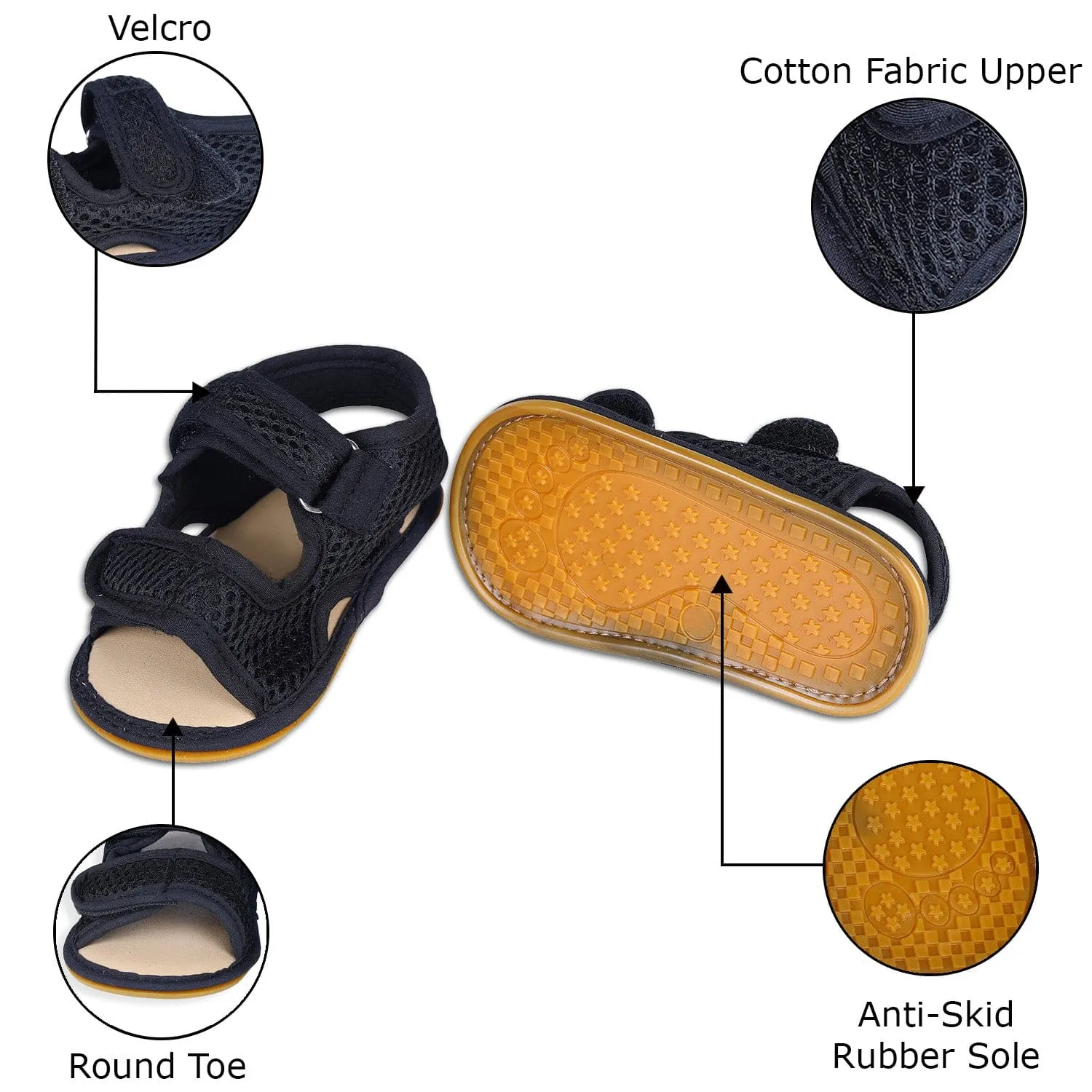 Solid Hookloop Comfortable Anti-skid Floater Sandals - Black