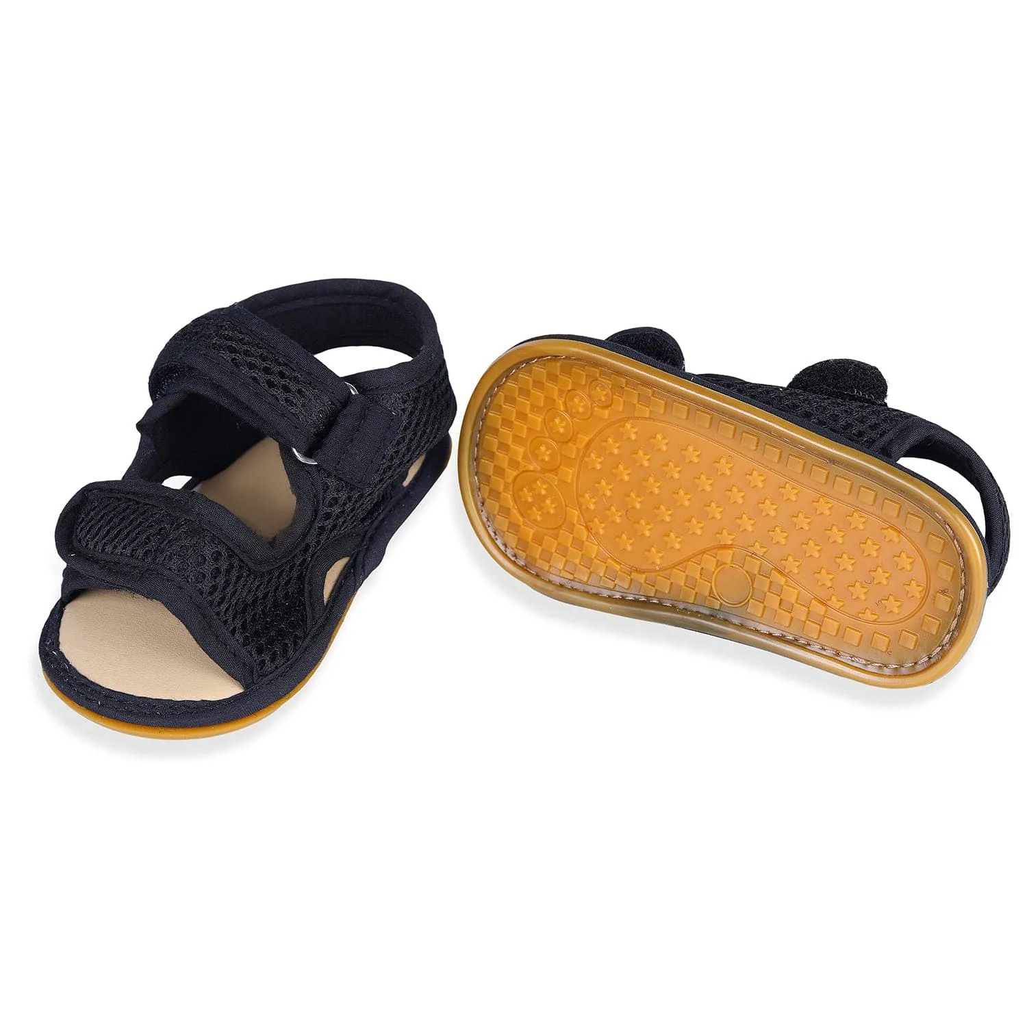 Solid Hookloop Comfortable Anti-skid Floater Sandals - Black