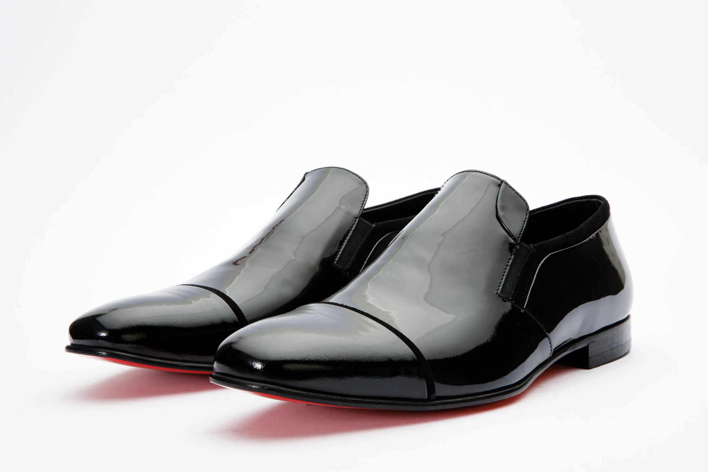 The Marlo Shoe Black Patent Leather Cap Toe Slip-On Dress Loafer Men  Shoe