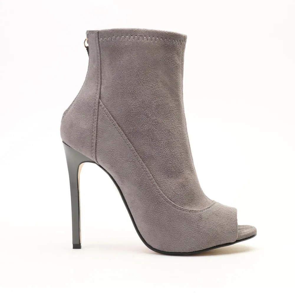 Toni Stiletto Heels in Grey Faux Suede