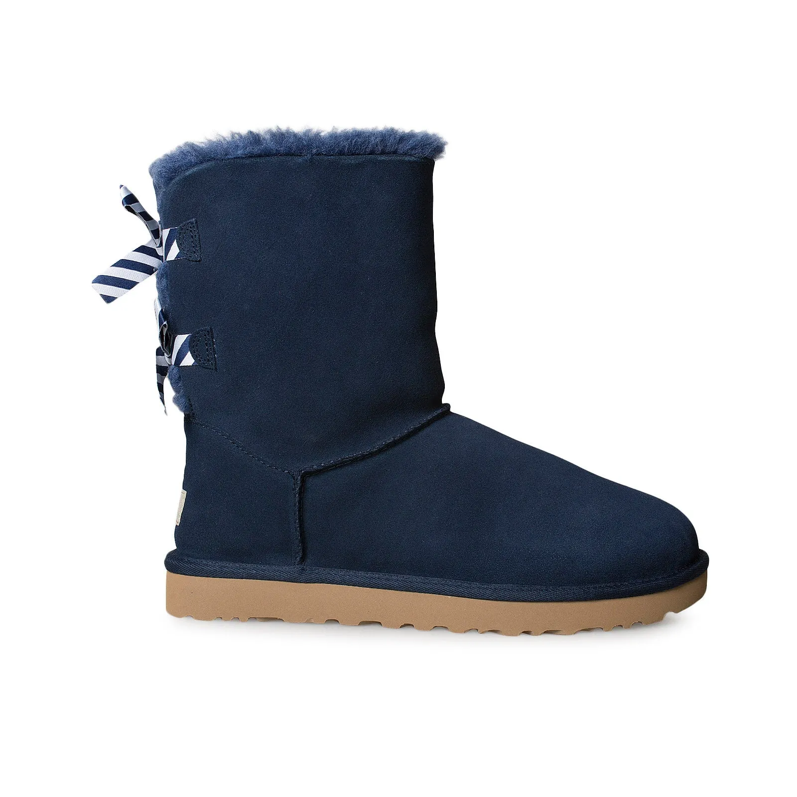 UGG Bailey Bow Diagonal Stripes Navy Boots - Women's