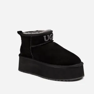 Ugg Classic Platform Knit Logo Ultra Mini Boots (Water Resistant) (5cm)