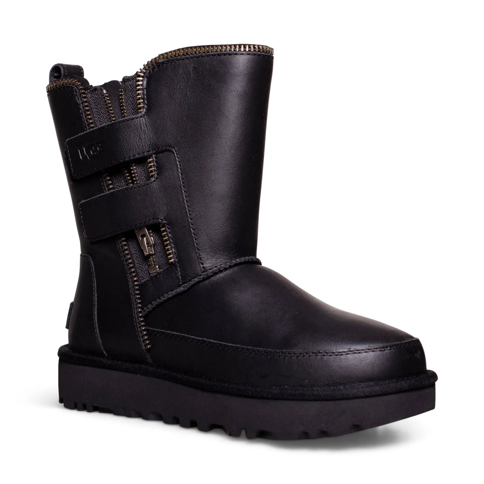 UGG Classic Short Moto Black Boots - Women's