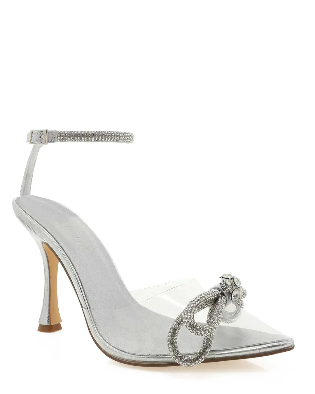 Valery Diamante Heels - Clear/Silver